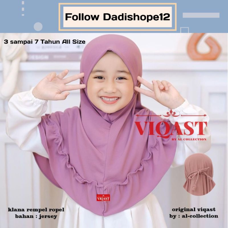 Jilbab Bergo Anak Instan TK Non Pet KLANA Jersey Premium Ori Viqast 3-7 Tahun Hijab Bergo anak Kerud