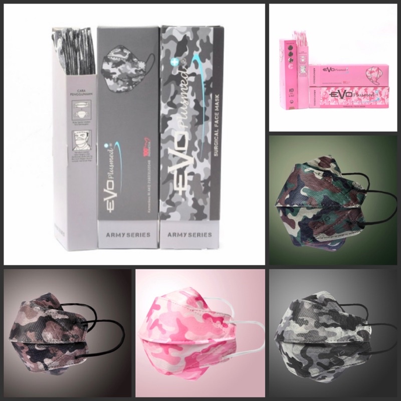 MASKER EVO PLUSMED 4 PLY ARMY SERIES / EVO PLUSMED SURGICAL MASK ISI 10