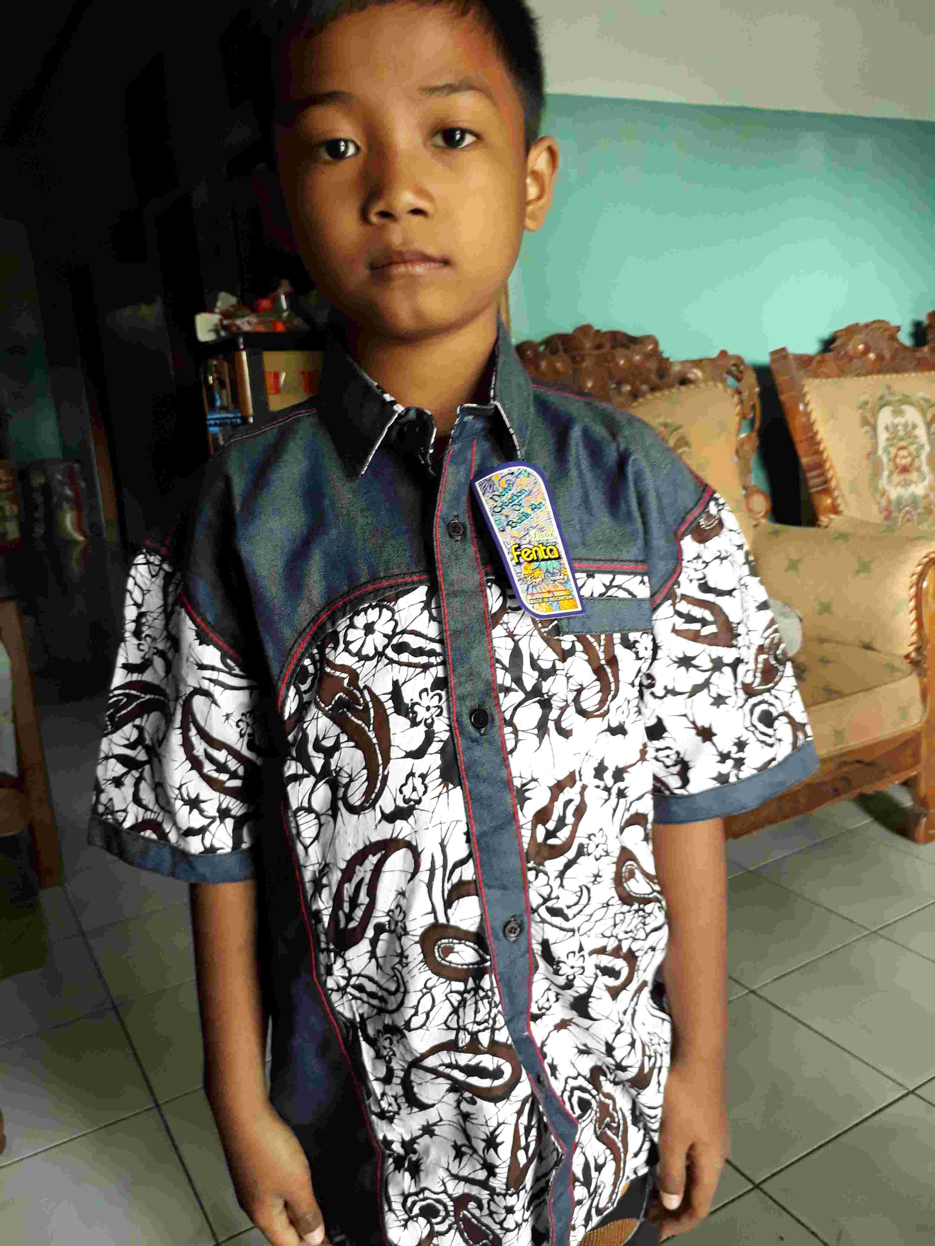 Batik Anak Cowok Kombinasi Lengan Pendek Model Jangkis