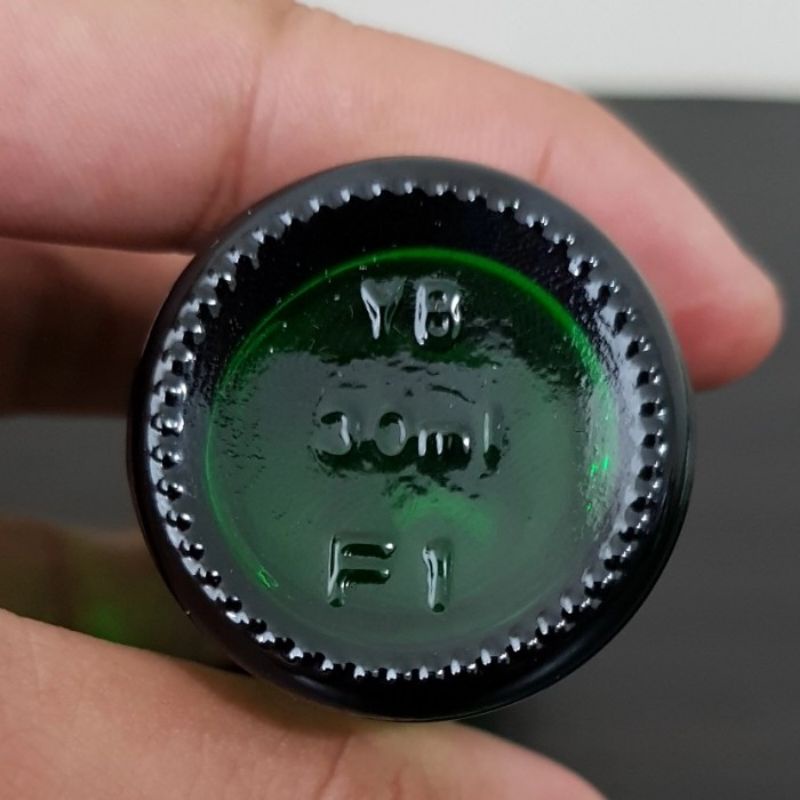 botol kaca pipet 30ml tebal hijau ring gold