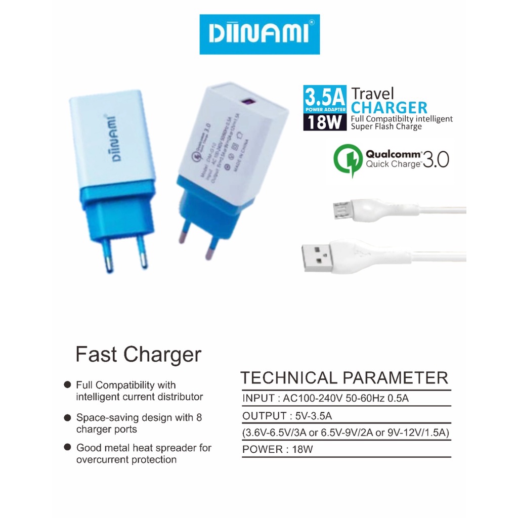 CHARGER DIINAMI DM-G10 QUALCOMM 3.0 3.5A 18W