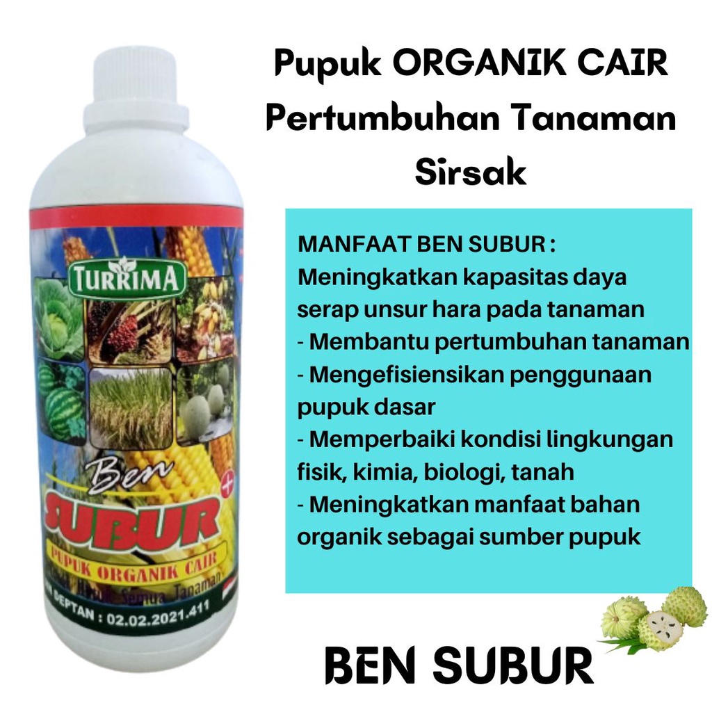 Pupuk Booster Organik Pelebat Buah Sirsak, Ben Subur Pupuk Organik Cair Lengkap