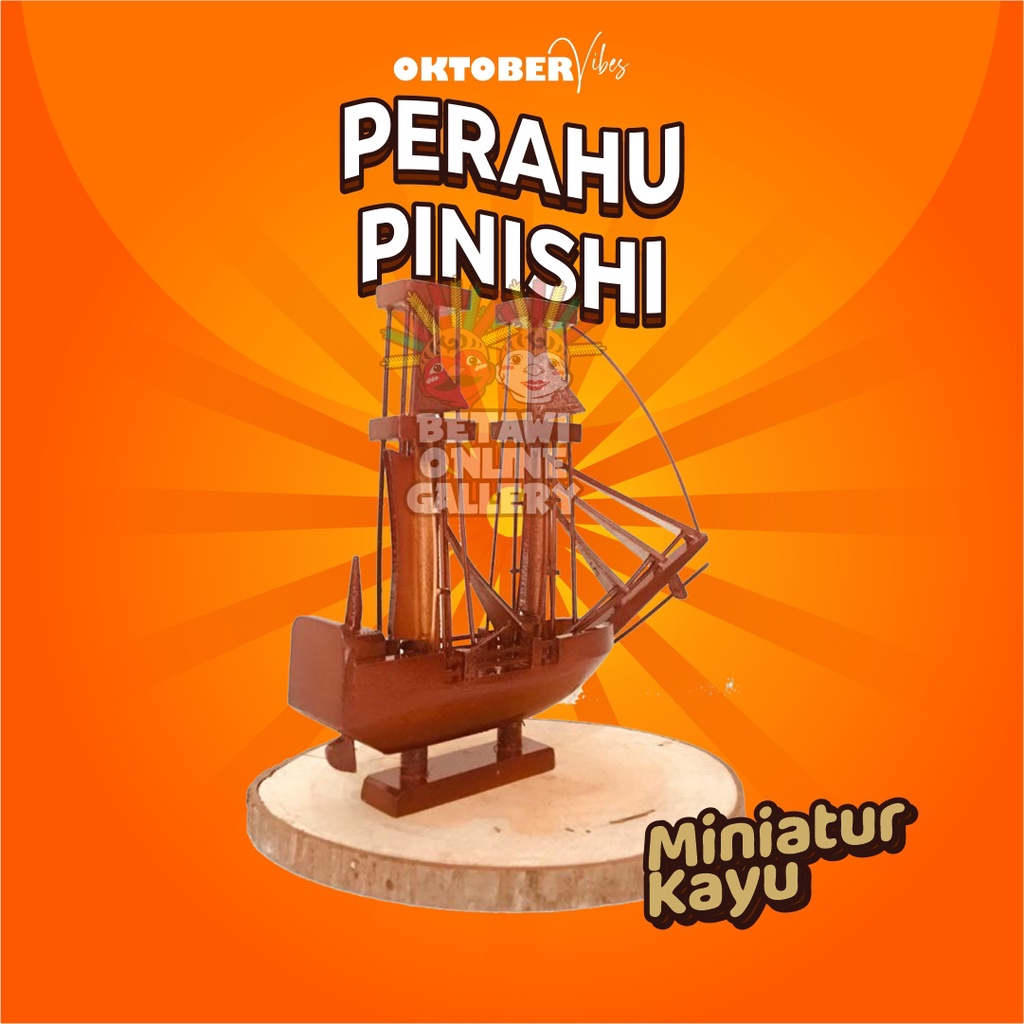 Miniatur Kapal / Perahu Pinisi Dewaruci Kayu &amp; Lidi