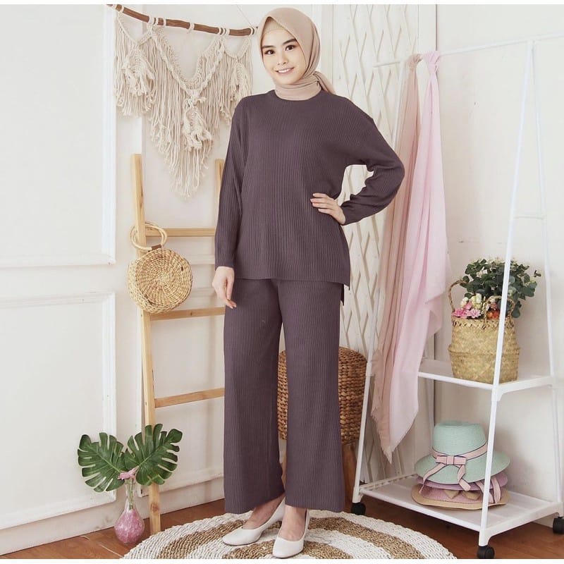 STELAN CELANA KULOT RAJUT + SWEATER BOXY / ONE SET RAJUT / KNITWEAR PREMIUM