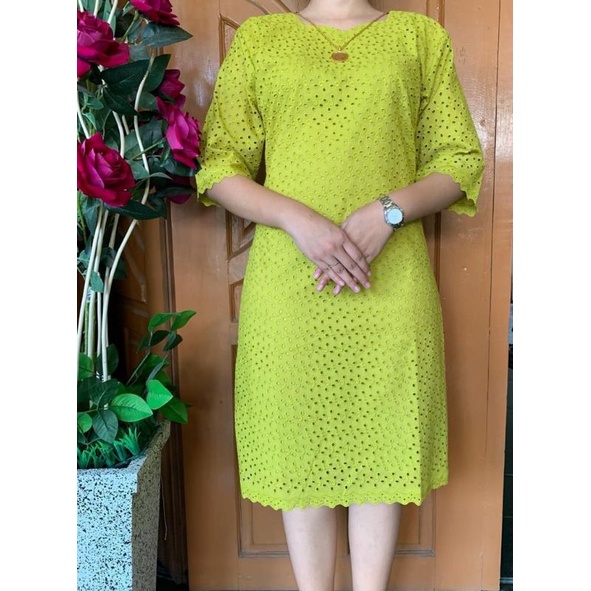 DRESS KATUN BOLONG CANTIK FULL FURING