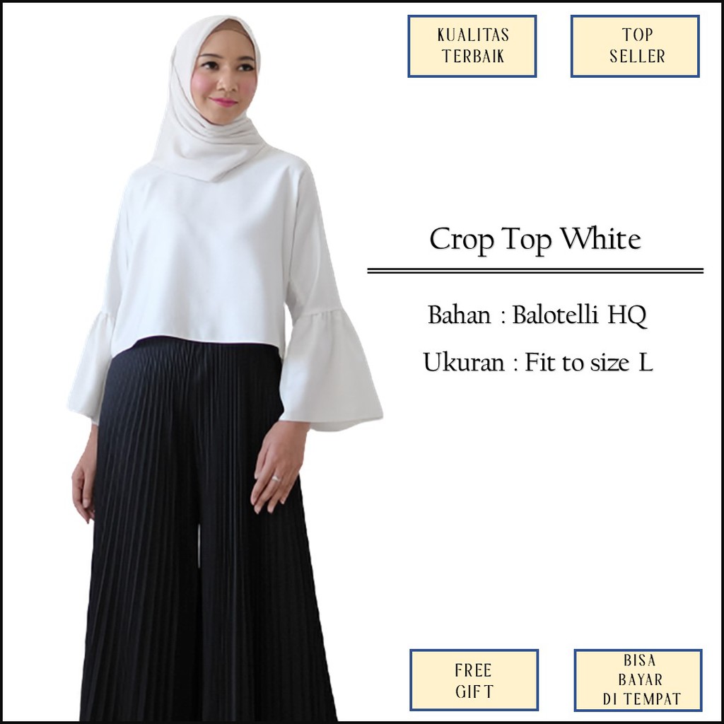 Baju Atasan Tunik Tunic Basic Warna Putih Tulang Broken White Casual Polos Bahan Balotelli Size L M1