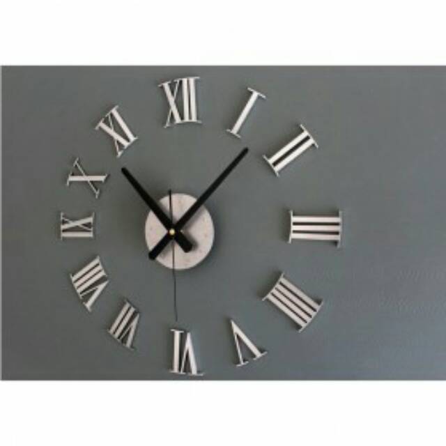 Jam Dinding - DIY Giant Wall Clock 30-60cm Diameter - ELET00662   - Silver