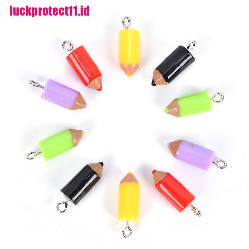 (LUCK) 10pcs Gantungan Kunci Bentuk Pensil Warna Campur DIY