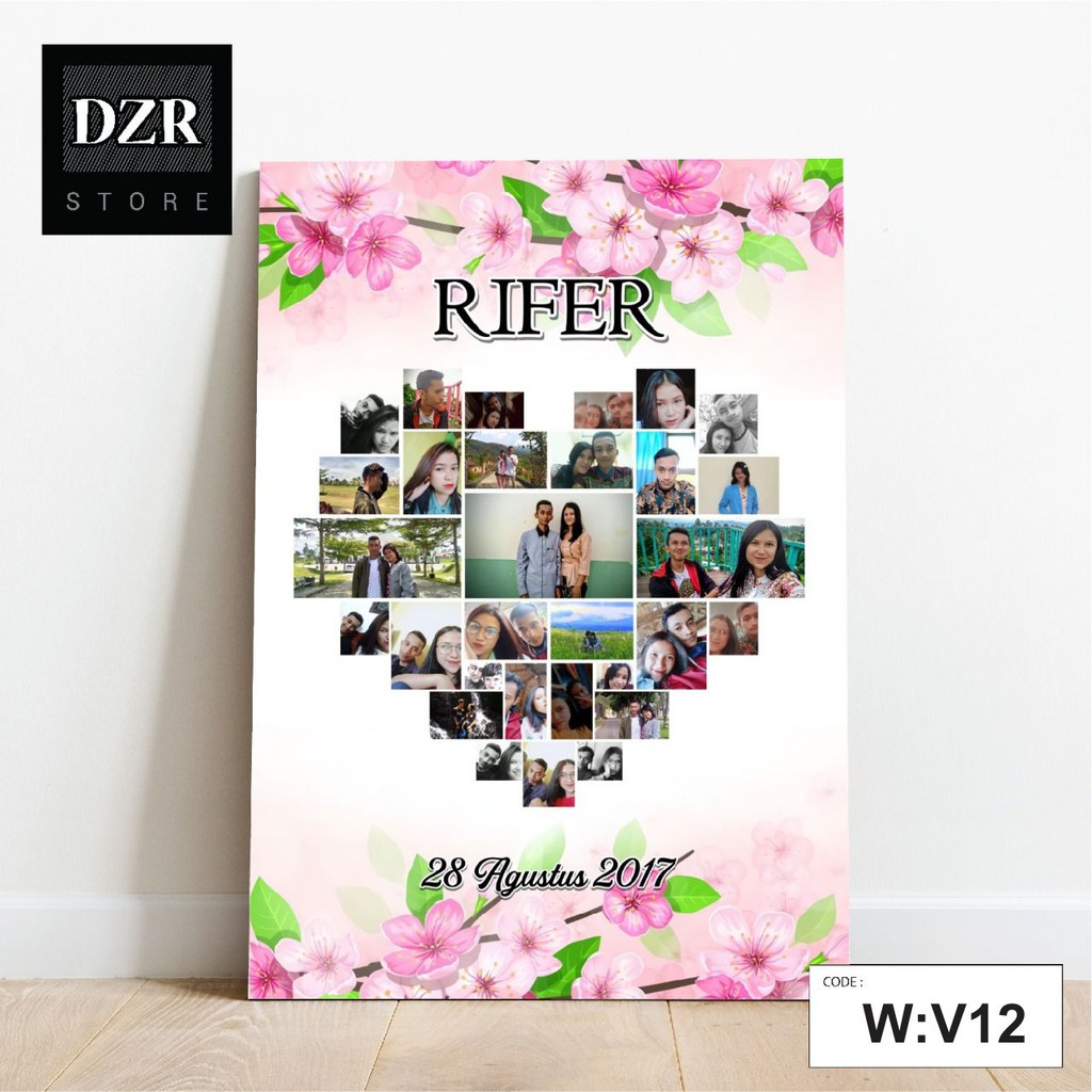 CETAK FOTO KOLASE LOVE BISA CUSTOM TULISAN [Bisa COD]