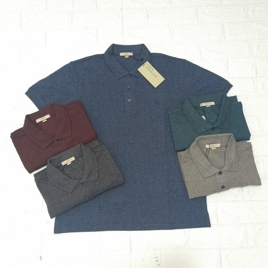 Kaos Polo Burberry Plain Shiro Original