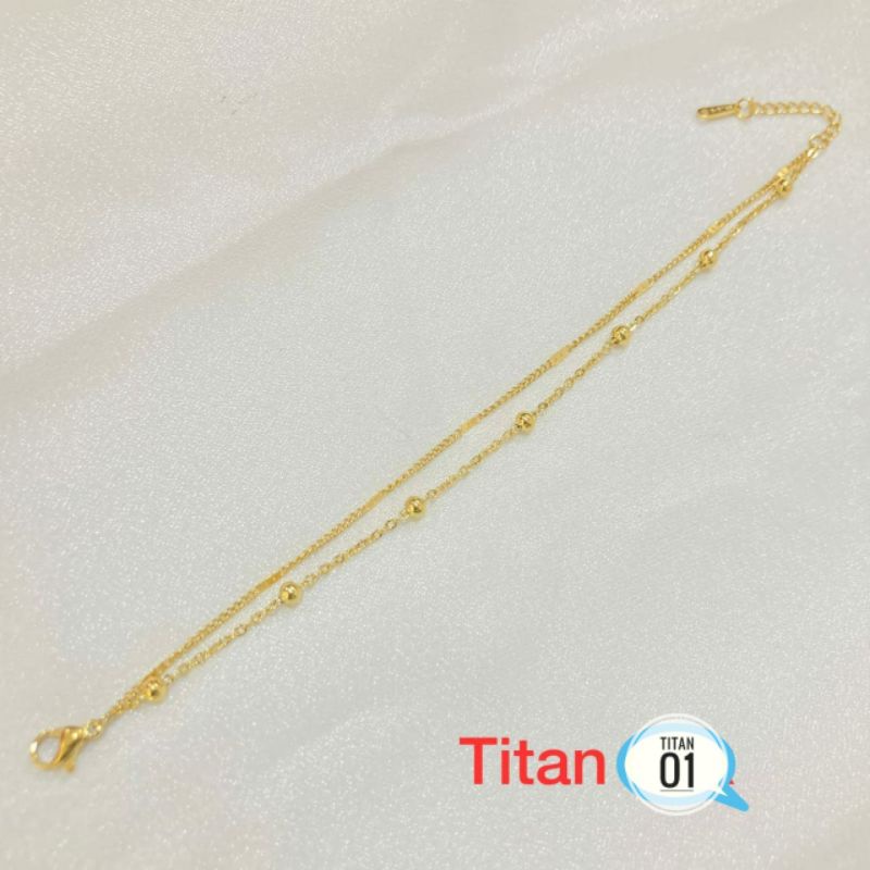Gelang Tangan 2 layer Titanium Biji Lada Gold N26072201