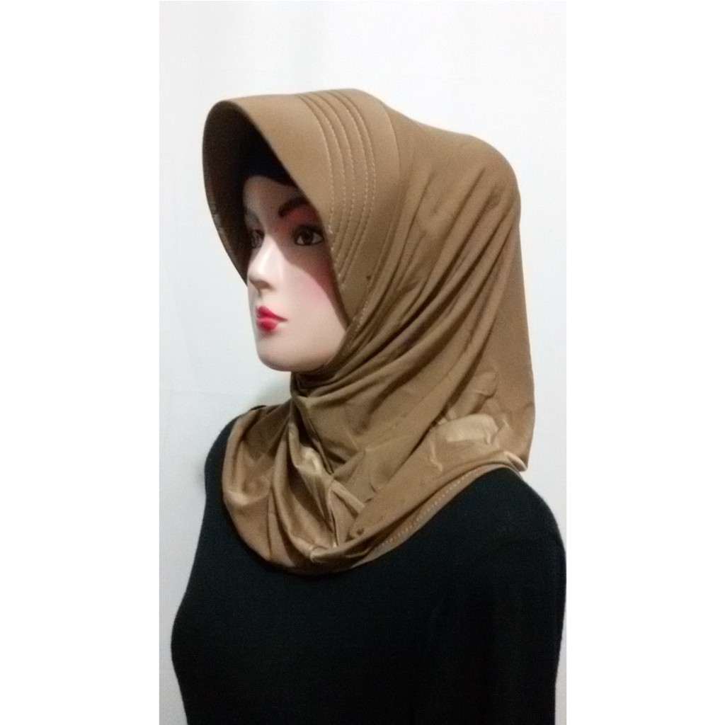 bergo pendek/Inner Jilbab Coklat Pemda