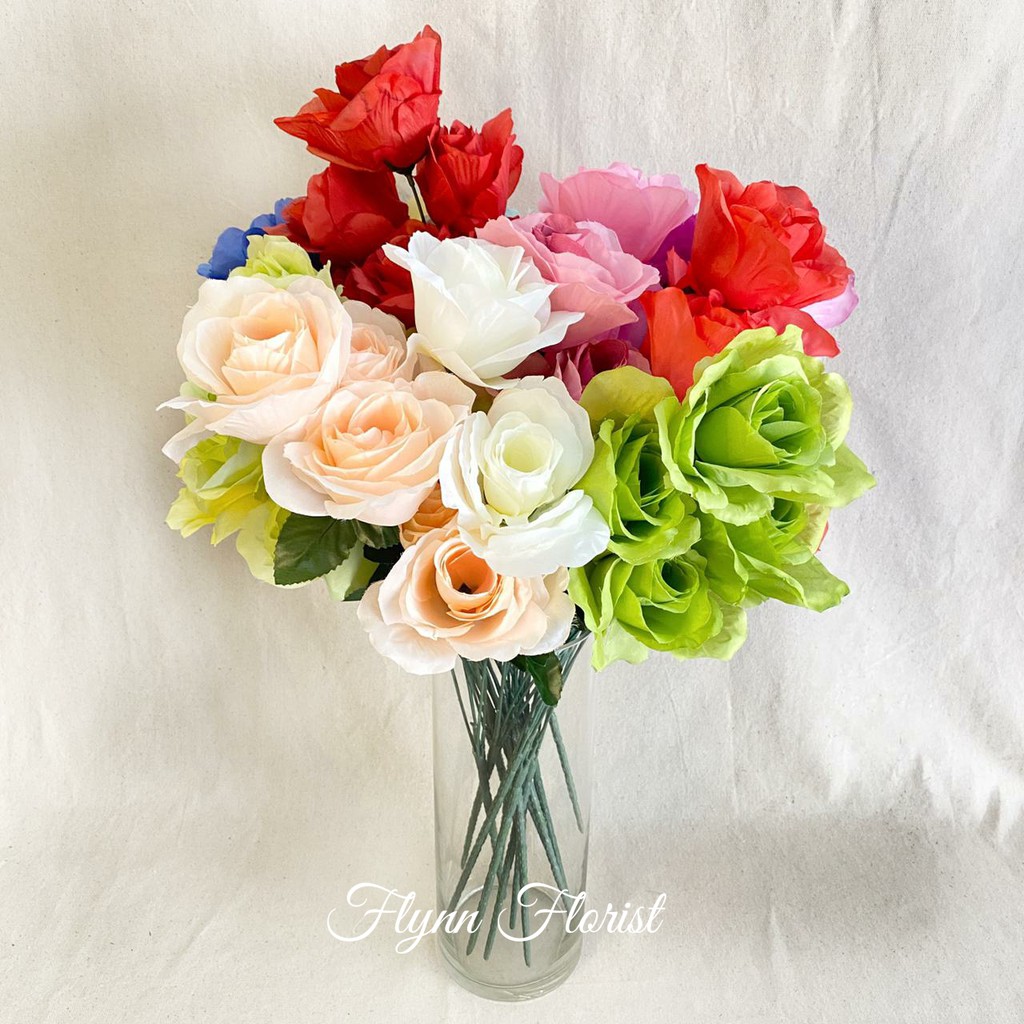 Bunga Artificial Mawar Rose Italy X5 Bunga Artificial / Bunga Plastik / Bunga Dekorasi / Pernikahan-2