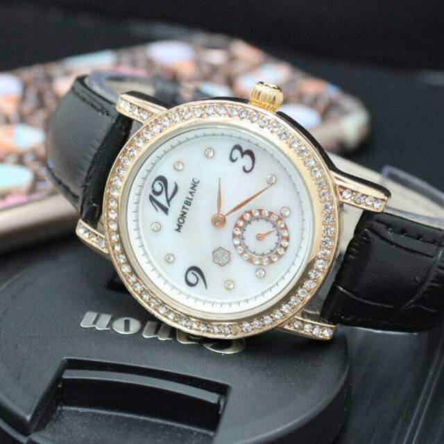 JAM TANGAN CEWEK/WANITA MONTBLANC DIAMOND KULIT TERBARU ANTI AIR ELEGANT HARGA BERSAHABAT...