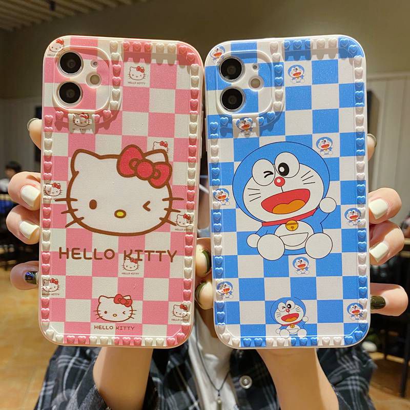 Love Frame Doraemon & Hello Kitty Soft Case OPPO A53 A33 A31 A5 A9 2020 A16 A54 A55 A74 A15 A15S A3S