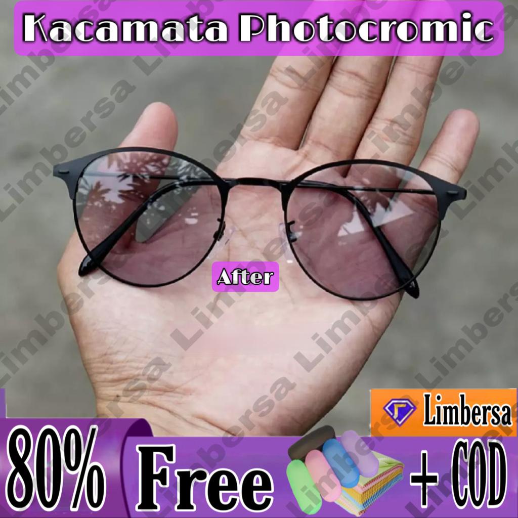 [PROMO] Kacamata Photocromic F1920 Free Boc+Lap Pembersih Blueray Antiradiasi Vintage New Frame Opti