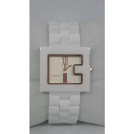 Jam Tangan Wanita Keramik Putih Bentuk G