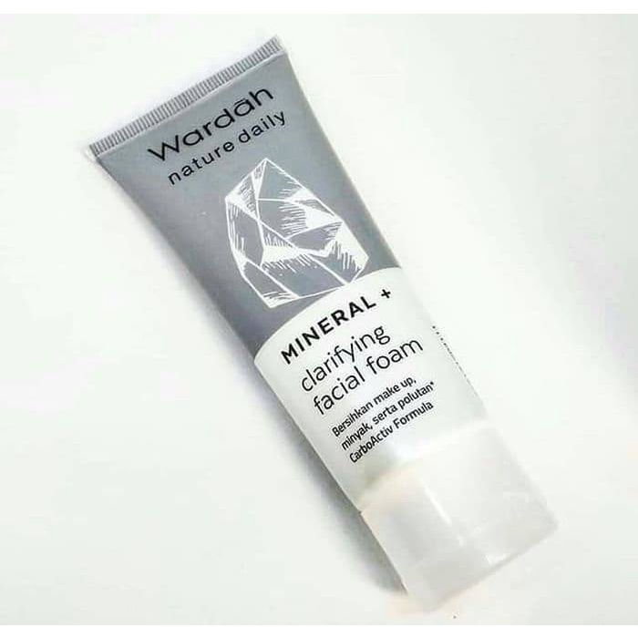 (Pembersih Wajah Kulit Berminyak) WARDAH Nature Daily Mineral+ Clarifying Facial Foam 60 ml / 100ml - Facial Wash Sabun Cuci Muka Sabun Pencuci Wajah Cleanser Pemcuci Face Wash Hitam