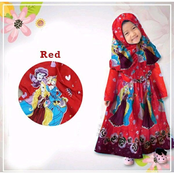 DNC5 - SET HIJAB PRINCESS KIDS BAJU GAMIS MUSLIM ANAK CEWEK PEREMPUAN LUCU MODIS MURAH 3 4 5 TAHUN