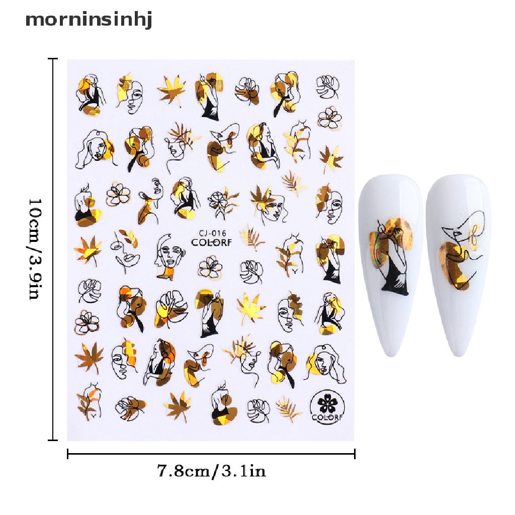 Mornin Stiker Kuku 3d Motif Daun Bronzing Untuk Nail Art