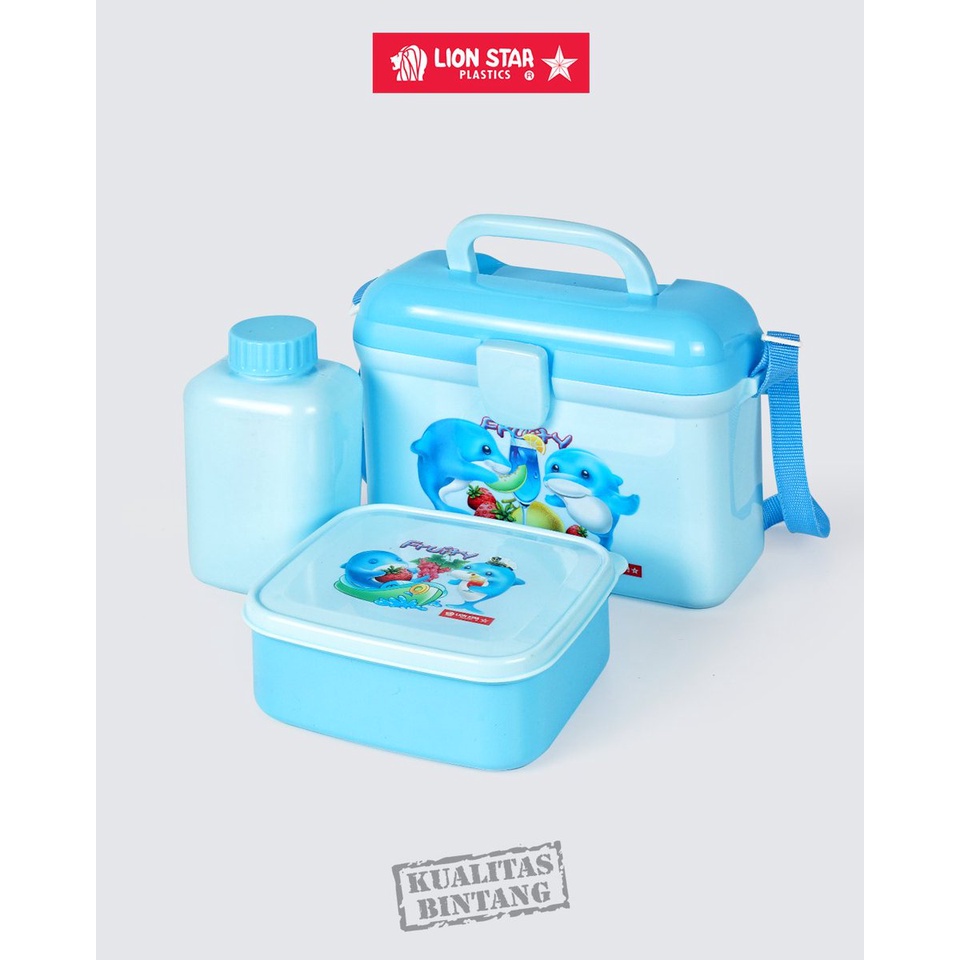 Lion Star Kotak Makan Set Botol Minum Lunch Box Bekal Sekolah SB-21 Pinky School Box