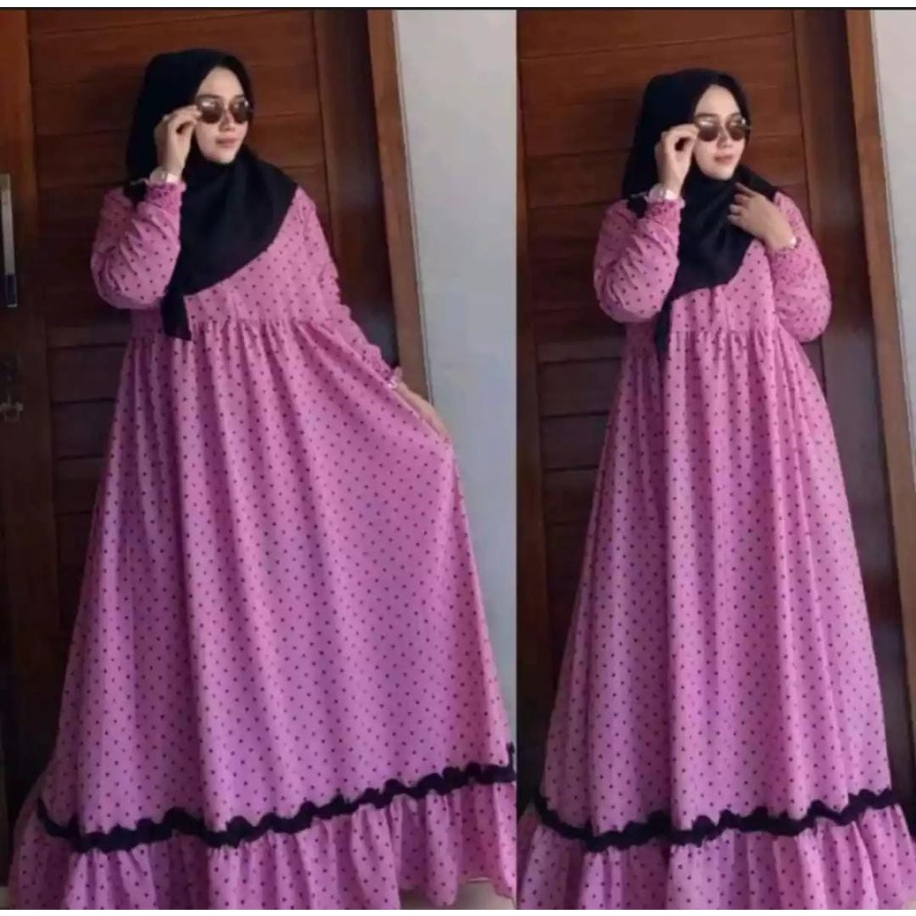 LANGSUNG KIRIM Gamis Mayung Monalisa Ori Polkadot / Gamis Klok Polkadot Terbaru Harga Terjangkau