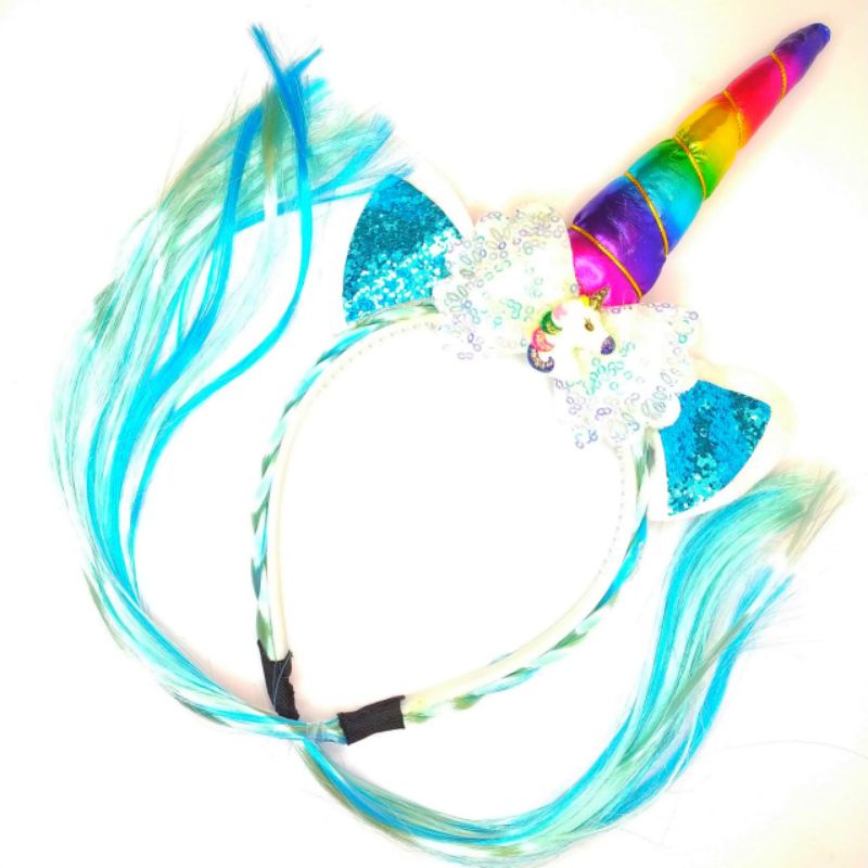 Bando Unicorn poni rambut kepang Aksesoris rambut Anak Perempuan Bando Korea Unicorn Kepang Rainbow