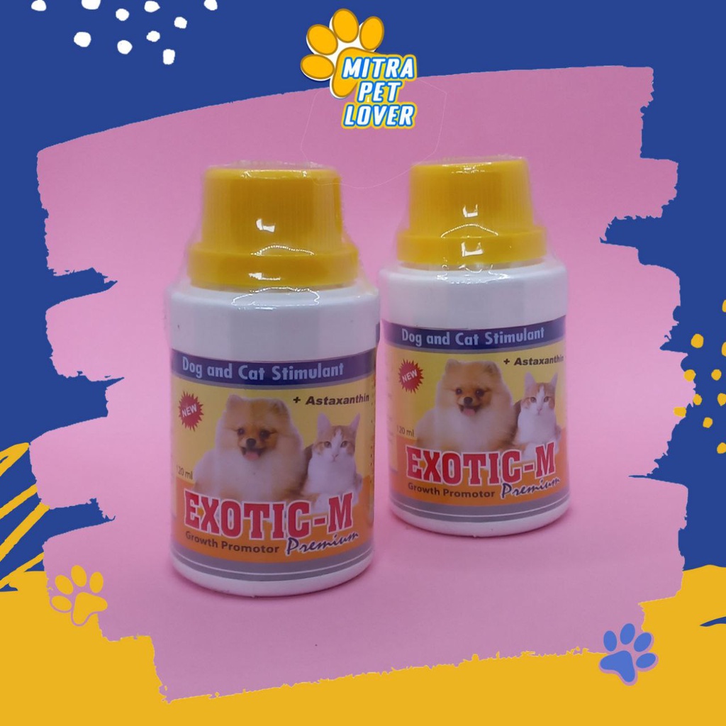 SUPLEMEN PERTUMBUHAN ANJING - EXOTIC M DOG 125 ML ORIGINAL - MULTIVITAMIN LENGKAP PERTUMBUHAN PUPPY DOGGY AMAN GEMUK PET ANIMAL HEALTHCARE AND VETERINARY TAMASINDO OBAT KESEHATAN DAN VITAMIN IMUN NAFSU MAKAN TERNAK HEWAN BINATANG PELIHARAAN MITRAPETLOVER