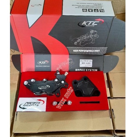 Kaliper KTC 4P Nmax depan 4piston +breket kaliper abu2 hitam palababi caliper cakram dpn ktc 100%