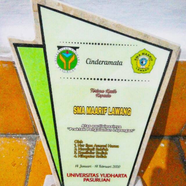 

Cinderamata Souvenir Plakat Vandel Marmer KKN,PPL,PKL,magang