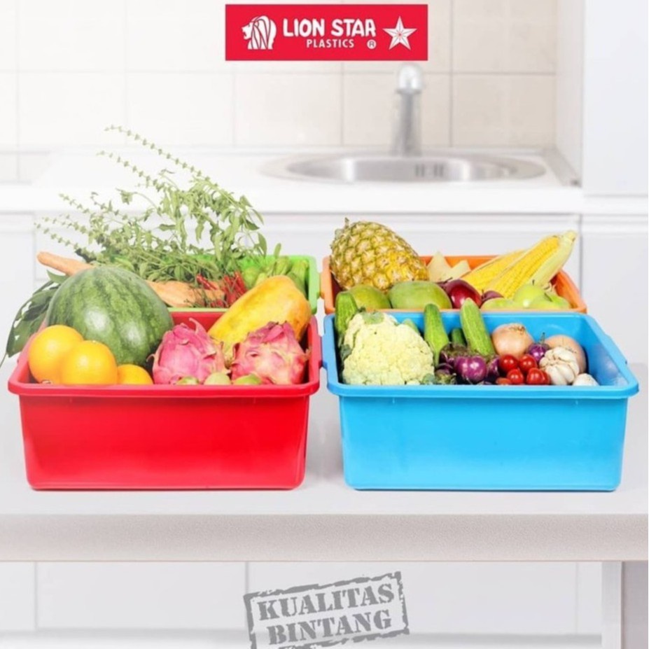 Lion Star Baskom Plastik  Square Basin No. 2 BA-17 Baskom Sayur Serbaguna Kotak Tempat Air Murah