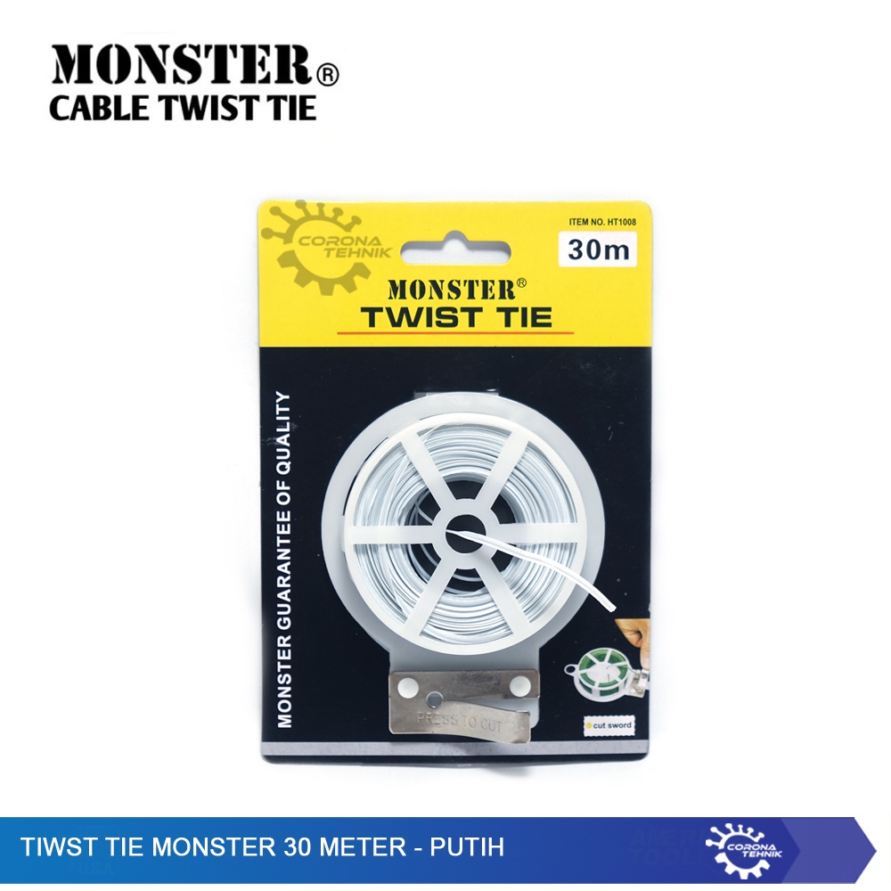 Putih - Twist Tie Monster 30 Meter