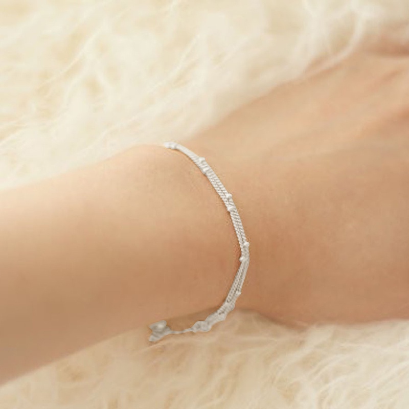 Gelang Rantai Emas Perak Double-Layer Perhiasan Aksesoris