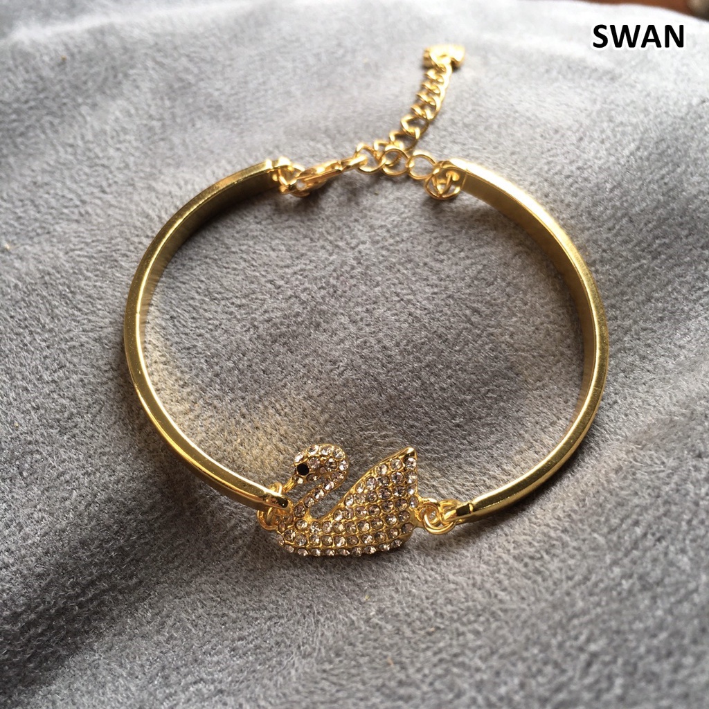 Gelang Rantai dan Titanium Bentuk Dolphin Ball Star Love Swan Diamond untuk Wanita