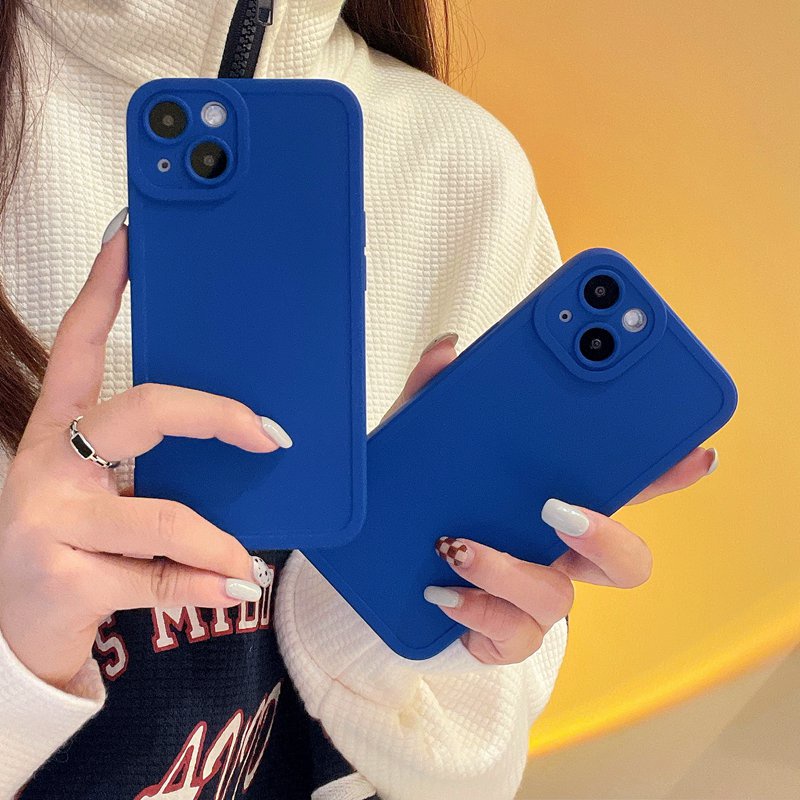 Korean Style！Pure Blue Color Soft Silicon Case OPPO F11 A52 A92 A9 A5 A31 2020 Reno 5 6 Simple Casing VIVO V15 V20 Pro S1 Y12S Y20 Y20i Y20S Y20A Y12i Y11 Y12 Y15 Y17 Y19 Y50 Y30 Y30i Xiaomi Redmi Note 7 8 Pro Camera Protector