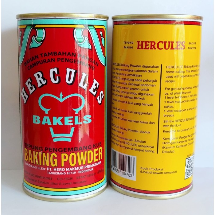 [HALAL] Hercules Baking Powder Tepung Pengembang Kue 450gr Herkules Double Acting