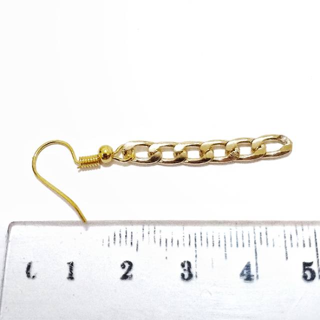 Zhu Chain Earrings Anting Rantai Gold Emas Imitasi Hooks Handmade