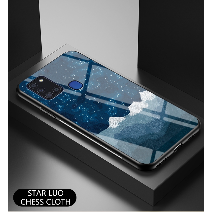 Casing Bahan Silikon Dan Tempered Glass Motif Starry Sky Untuk Samsung Galaxy A21S