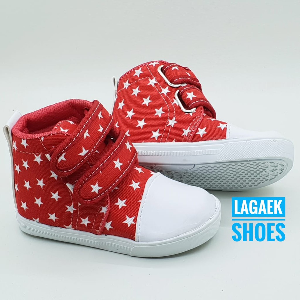 Sepatu Anak Boots Usia 2 Tahunan MERAH Bintang - Sepatu Anak Boots Star Size 25