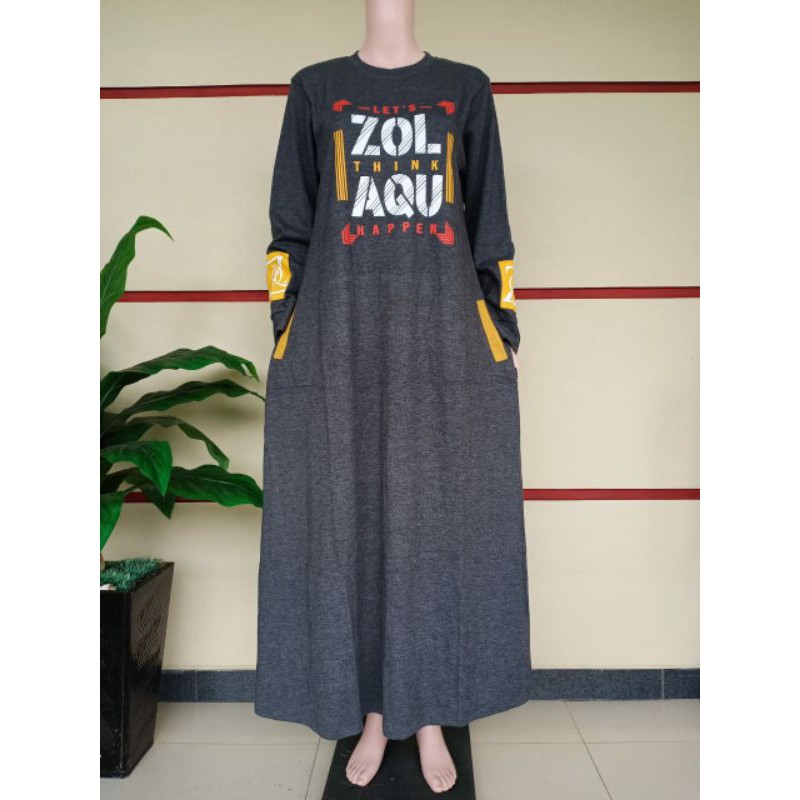 gamis bahan kaos denim