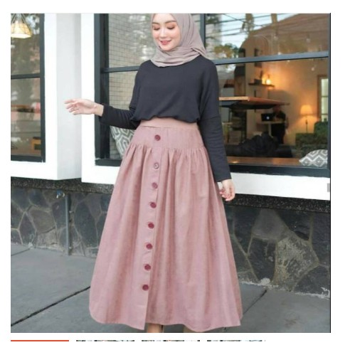 TERBARU ROK paris/setelan blus dan rok plisket two tone/fashion muslim setelan model terbaru murah