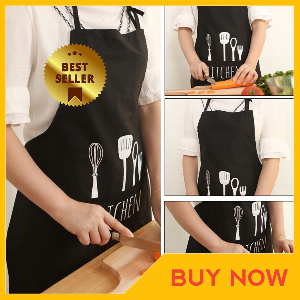 Celemek Apron Masak Bahan Kain Gio77