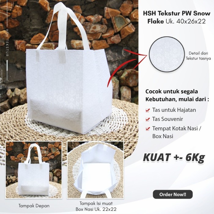 

PROMO RYAGAKO Goodie Bag Tas Spunbond 3D Kotak 22x22 cm Hajatan Souvenir - Putih