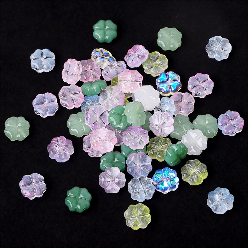 20pcs 12x12mm Empat Daun Semanggi Lampwork Glass Bead Multicolor Kristal Ceko Manik-Manik Longgar Untuk Membuat Perhiasan DIY Charms Gelang Aksesoris