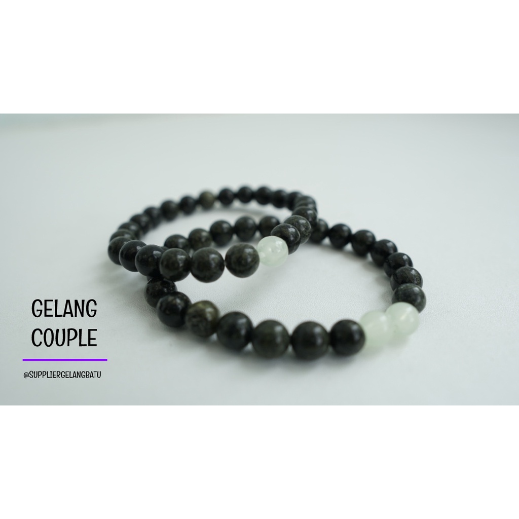 gelang batu FOSFOR BLACK JADE pasangan distance bracelet couple akik