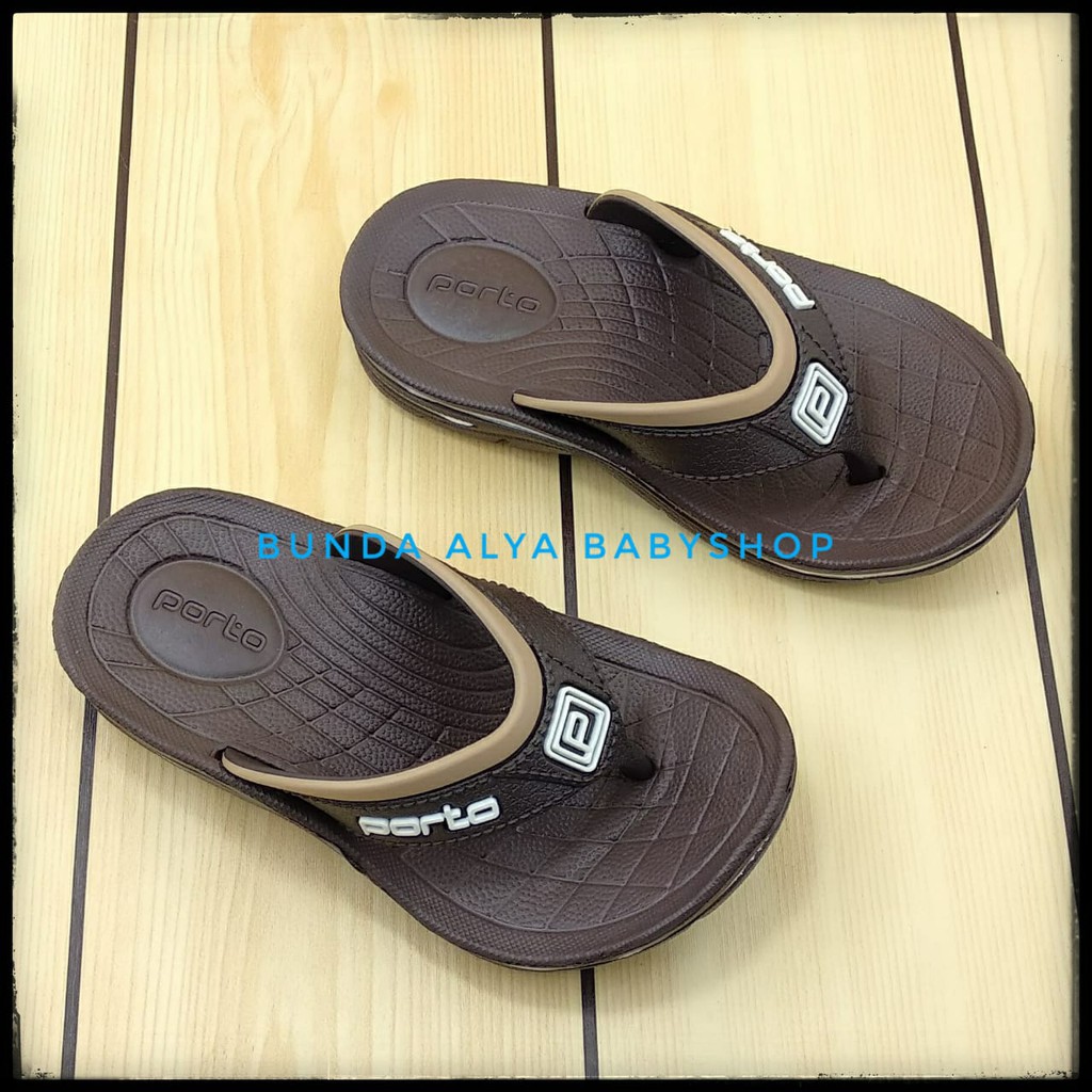 Sendal Anak Laki Laki Usia 3 4 5 6 7 Tahun Karet Anti Licin COKLAT Size 24 - 35