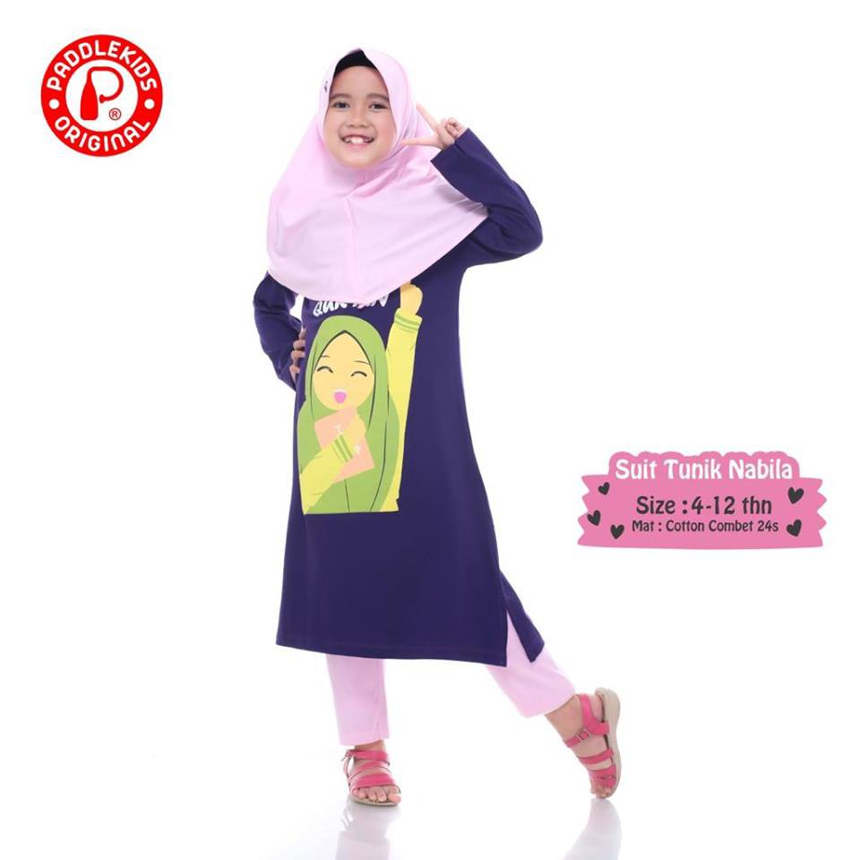 Baju Anak Perempuan Muslim Tunik NABILA PADDLE KIDS Usia 4 sd 12 Tahun