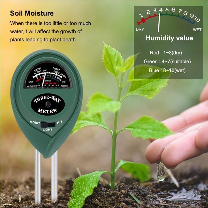 Soil Meter Tester 3 in 1 Alat Ukur ph Tanah Moisture Cahaya Hidroponik