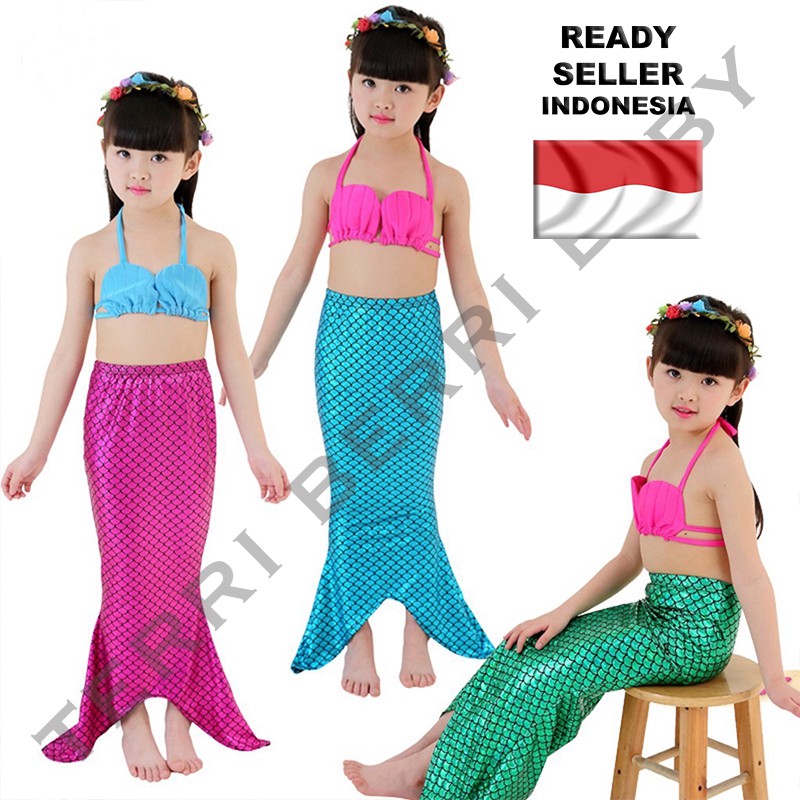 Kostum baju putri duyung mermaid mermit mermed monofin baju duyung shell monofin swim suit / swimsui