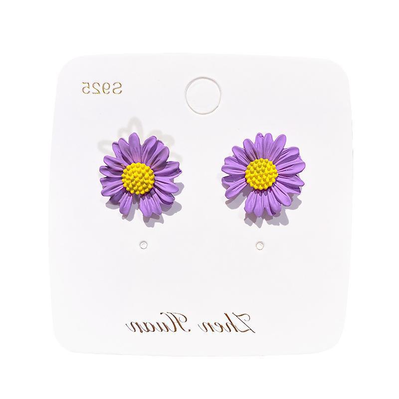 【COD】Anting Daisy Ungu 2Pcs Anting Bunga Daisy Ungu Yang Indah Hadiah Aksesoris Fashion Anak Perempuan